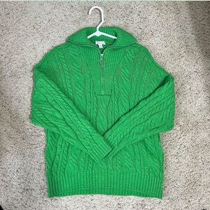 Topshop green quarter zip sweater